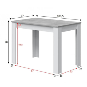 Tavolo fisso Lowell, Tavolo per sala pranzo, Tavolo consolle moderno per salotto o cucina, cm 109x67x78, Bianco e Cemento