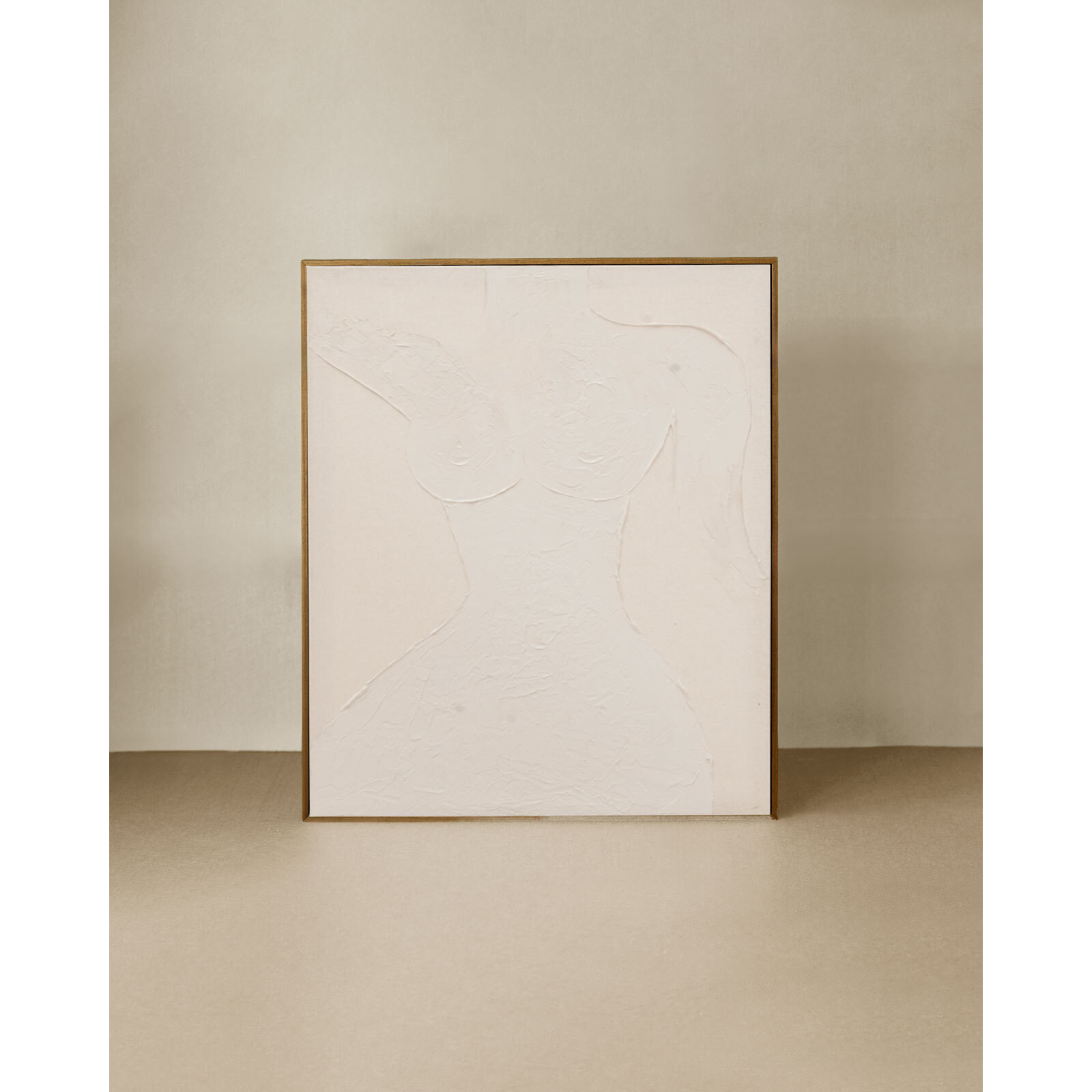 Tableau beige décoratif sur toile de coton avec cadre en bois peint à la main à la peinture à l'huile en différentes tailles