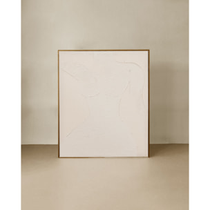 Tableau beige décoratif sur toile de coton avec cadre en bois peint à la main à la peinture à l'huile en différentes tailles