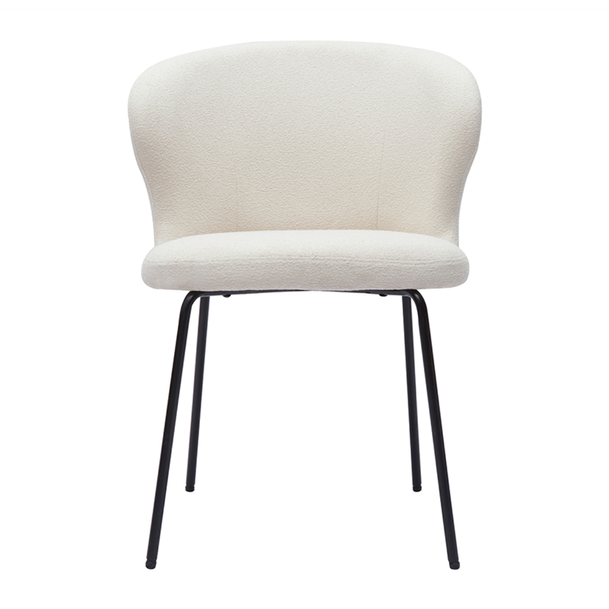 Chaise design blanche en tissu effet laine bouclée et métal noir YDA