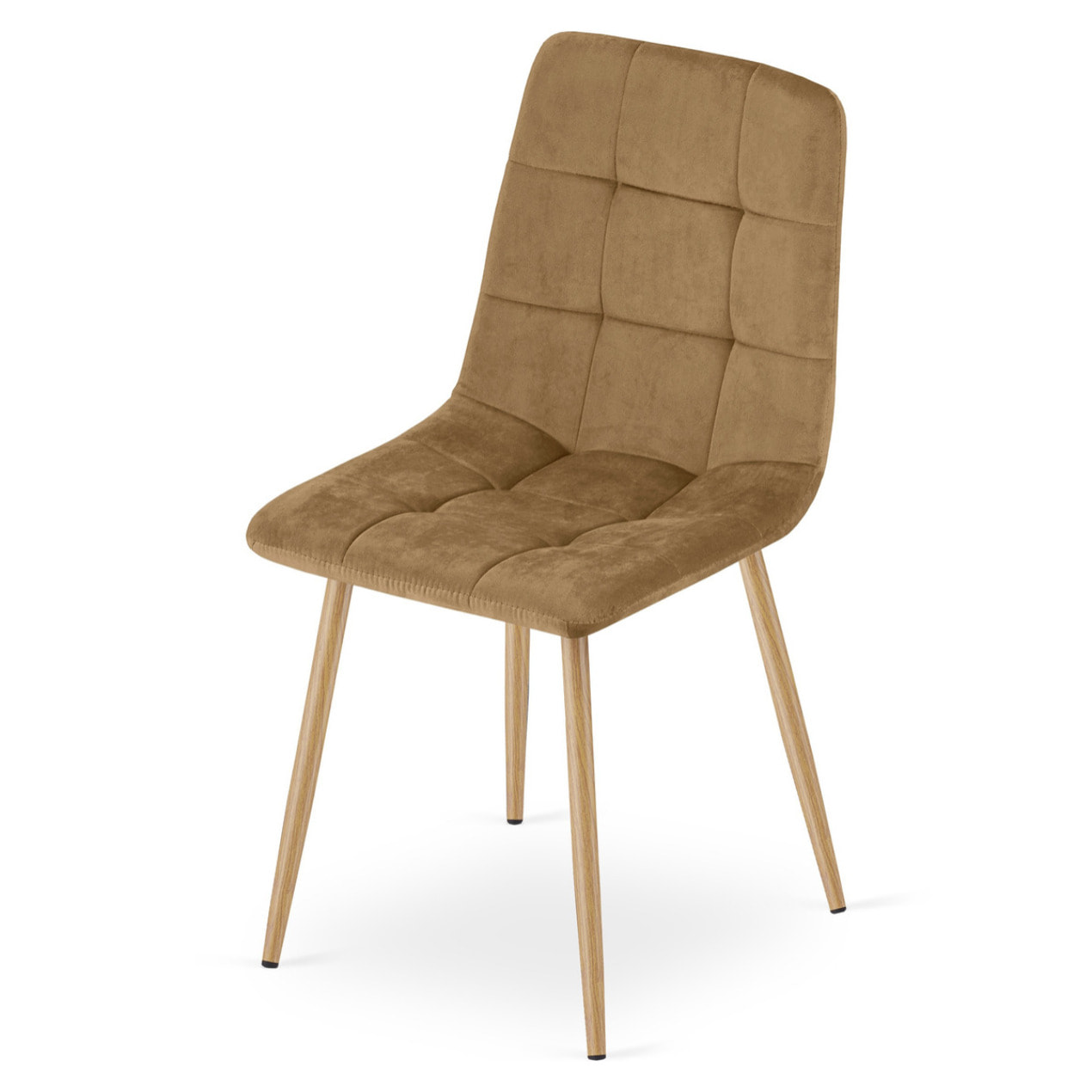 Sedia Kara in Velluto Marrone con Gambe Effetto Legno