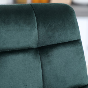 Juego de 2 Taburetes Altos de Cocina, Taburetes de Bar Tapizados en Terciopelo, con Reposapiés y Respaldo, Estructura de Acero, para Comedor, Mostrador, Verde