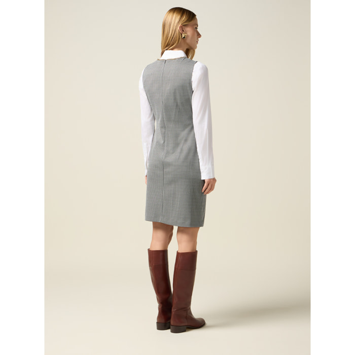 Oltre - Vestito tubino pied de poule - Grigio