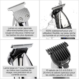 Tondeuse barbe BABYLISS Super-X Metal Series T996E, 13 hauteurs de coupe, précision 0,2 mm, autonomie 300 mn