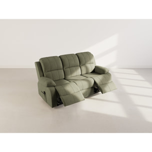 Armand - Canapé 3 places relax électrique en velours côtelé - Vert