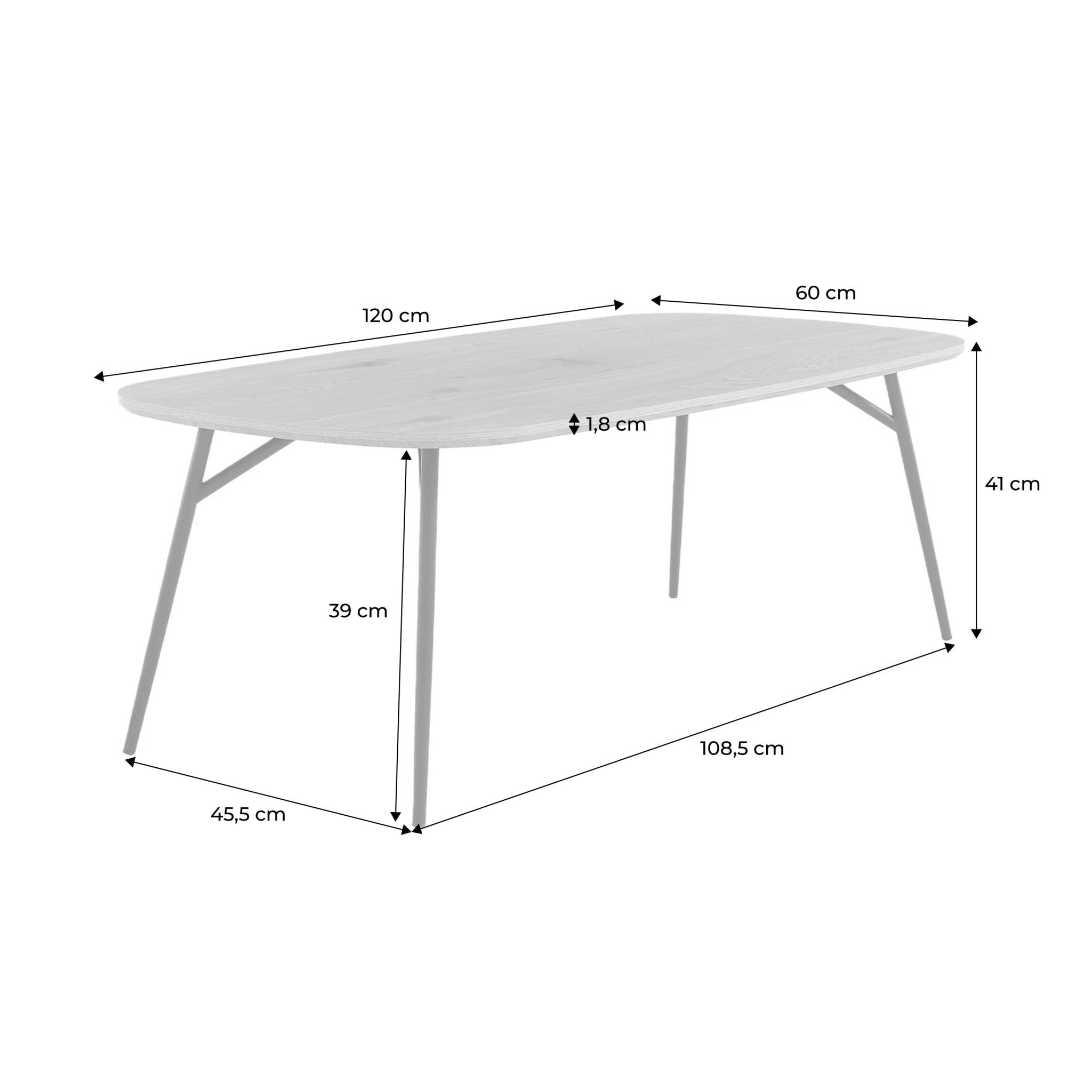 Table basse rectangulaire effet chêne pieds métal noir EZIA