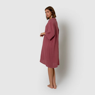 Vestido corto muselina malva/rosa