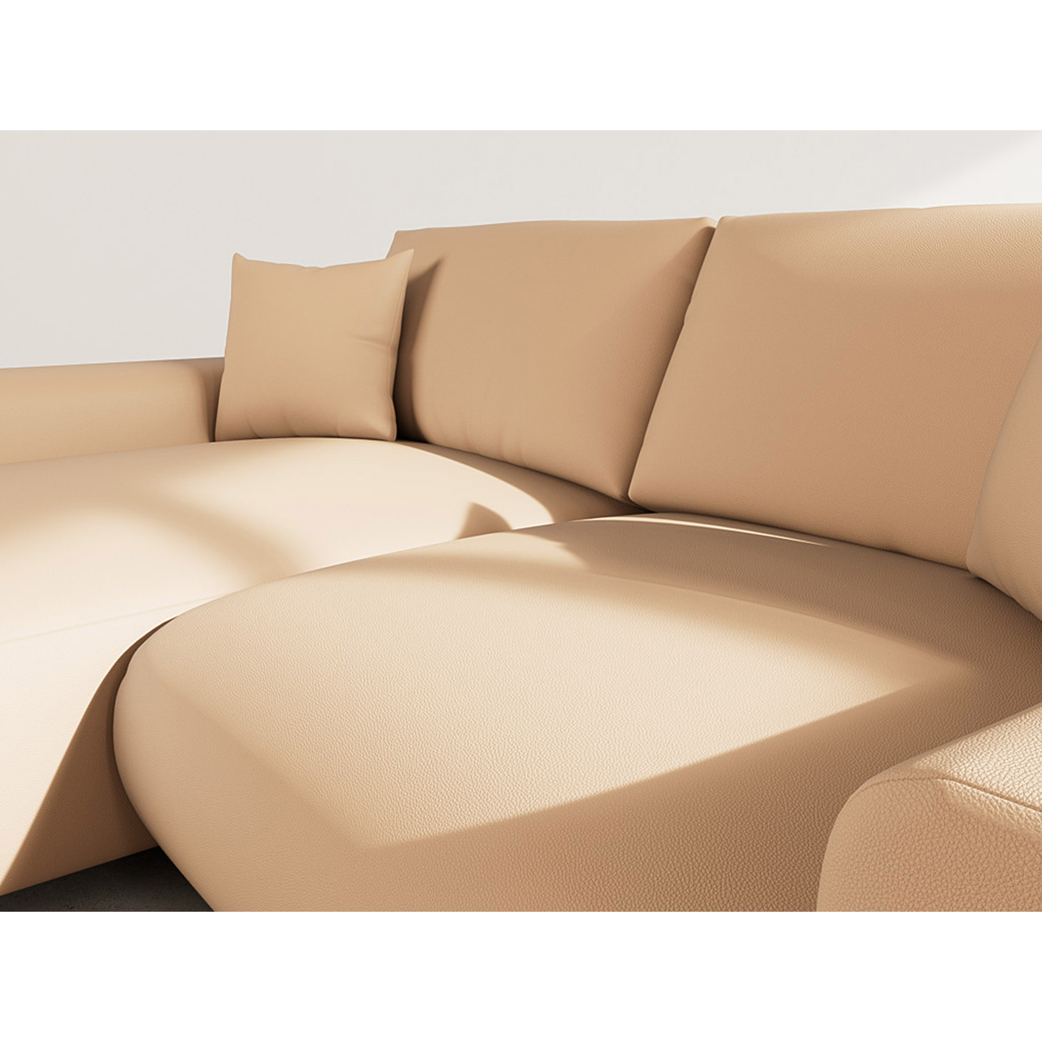 Garance - canapé d'angle réversible 4 places en simili - Taupe