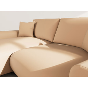 Garance - canapé d'angle réversible 4 places en simili - Taupe