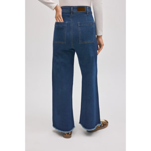 Jeans elasticizzati blu navy a gamba larga