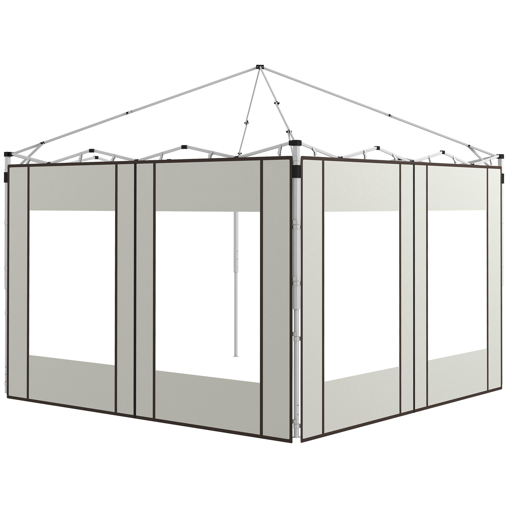 Outsunny Paredes Laterales para Carpa de 2 Paneles 295x195 cm Paredes Laterales de Repuesto de Tela Oxford con 2 Ventanas para Carpas de 6x3 m 3x3 m Crema