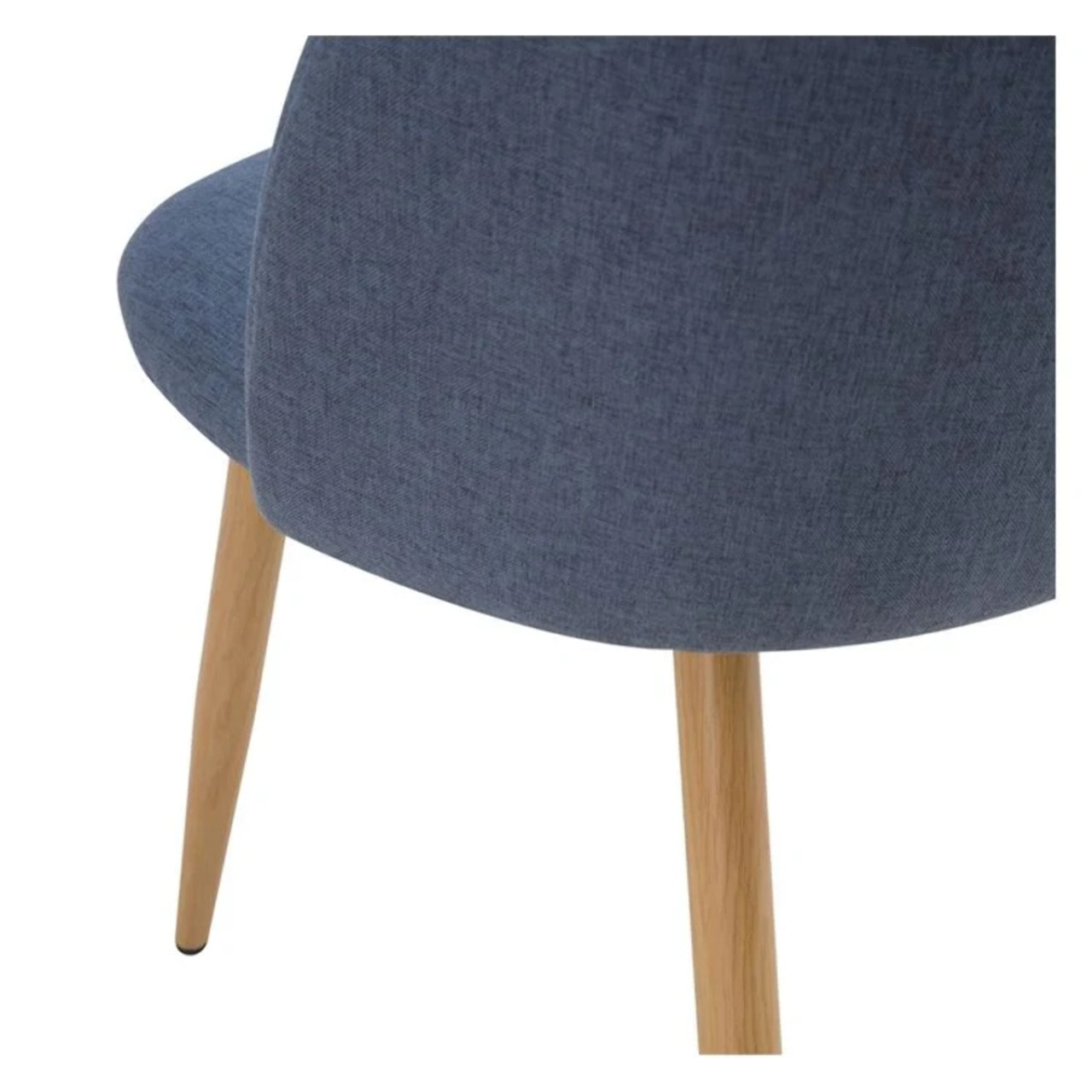Lot de 2 chaises en tissu bleu et pieds en métal effet bois - Cozy