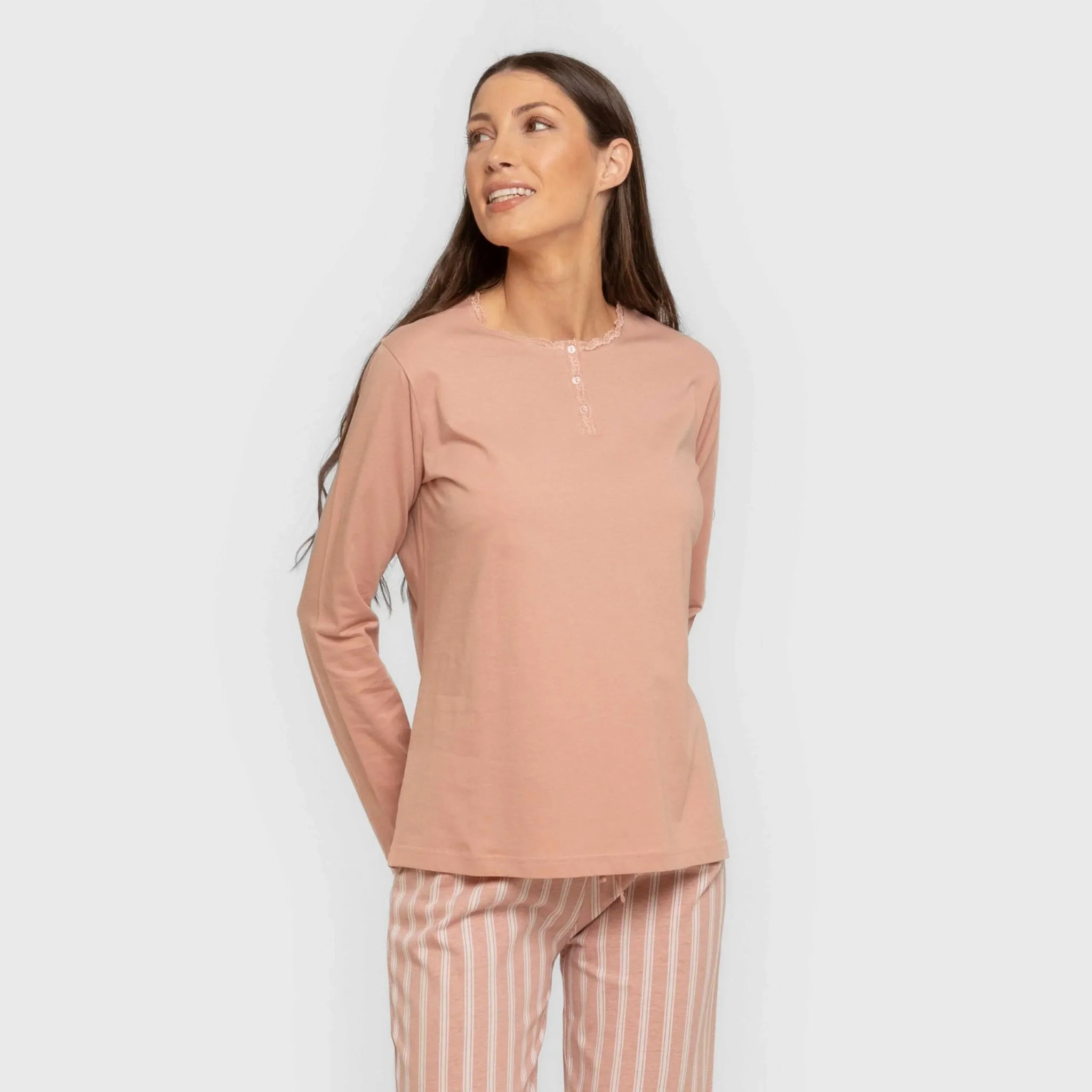 Pijama largo algodón Raya Marsella Rosa keike