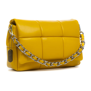 Borsa a tracolla da donna Amorosi. Finitura trapuntata in vera pelle Sauvage.