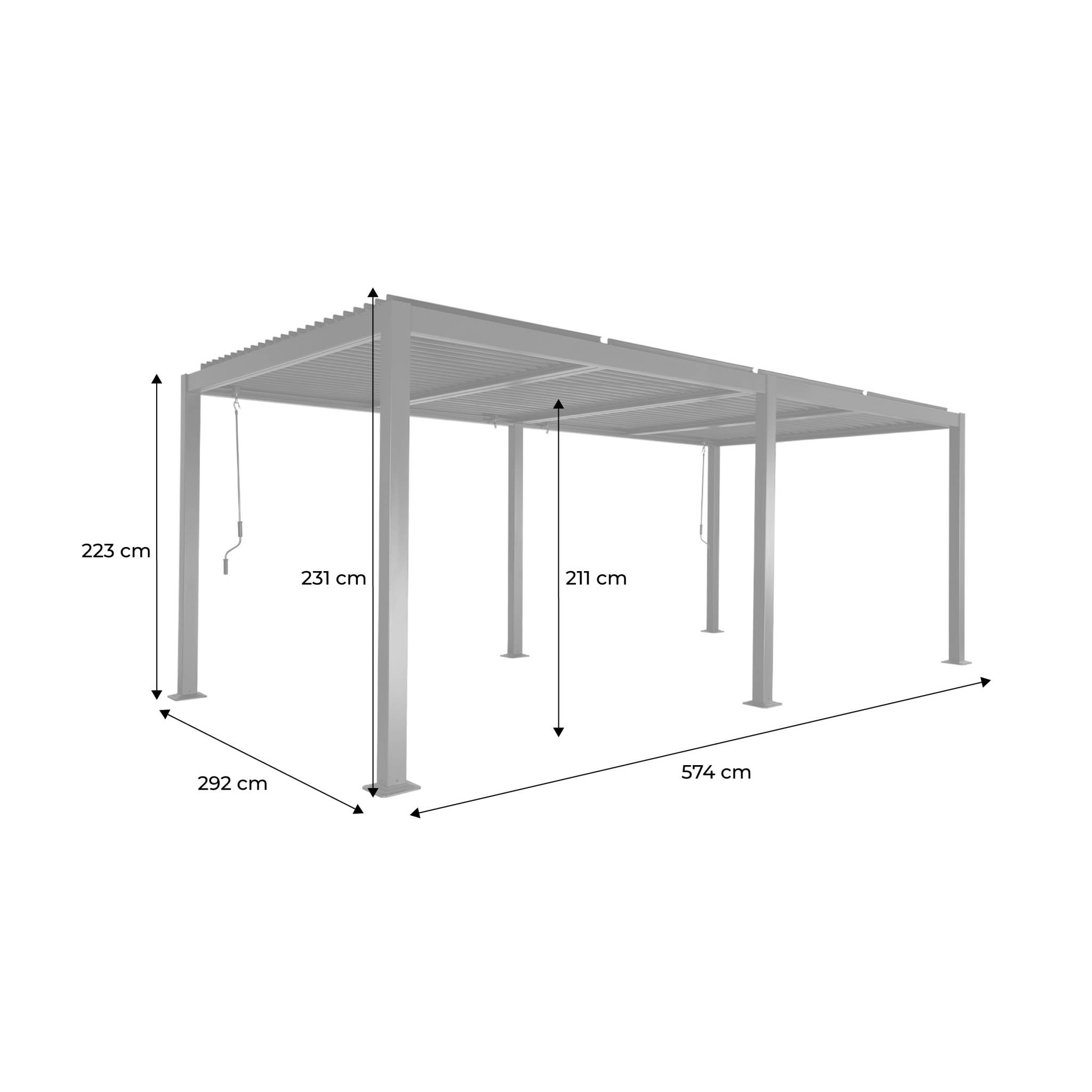 Pergola bioclimatique blanc. aluminium et acier. 3x6m. lames orientables