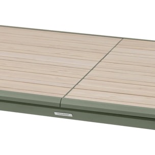 Table de jardin "Dilors" effet bois lin & vert laurier 10 places en aluminium
