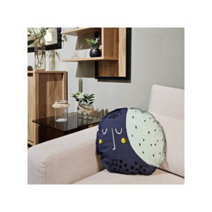 Coussin forme de lune / soleil avec housse amovible en coton - ASTRAL