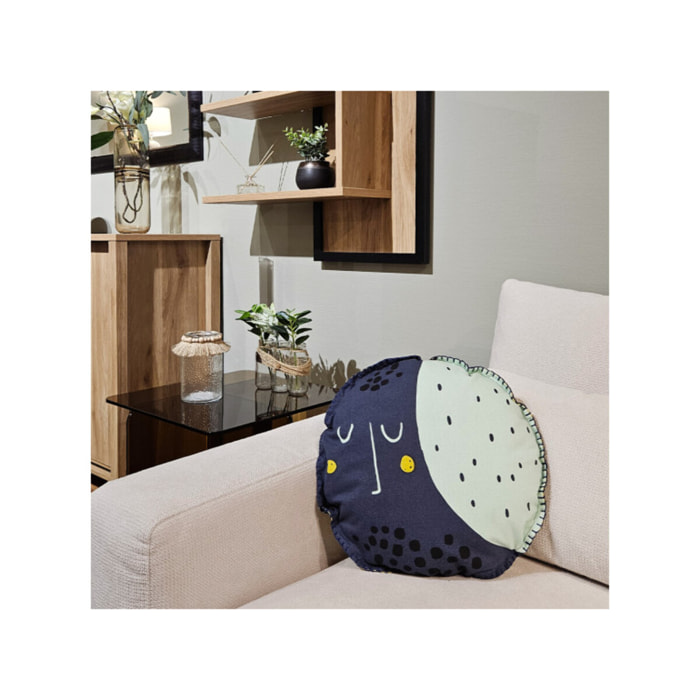 Coussin forme de lune / soleil avec housse amovible en coton - ASTRAL
