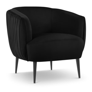 Fauteuil "Cyrille" en velours noir