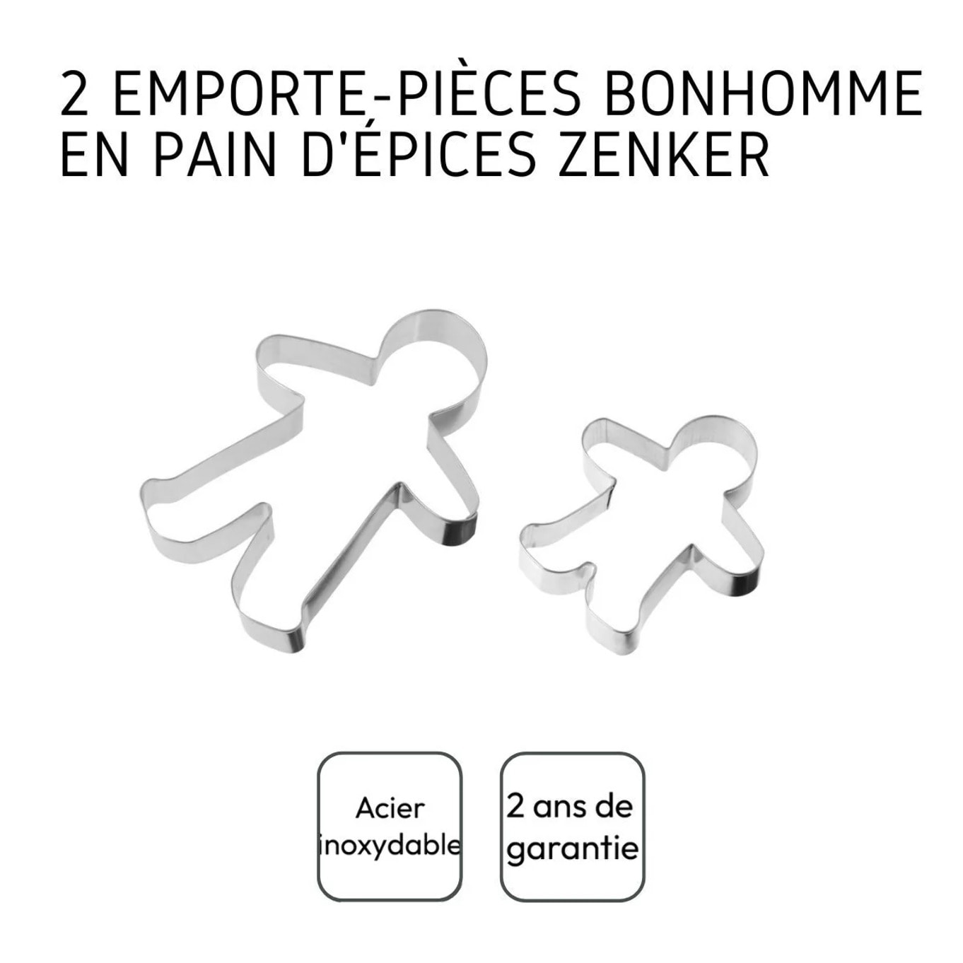 Lot de 2 emporte-pièces en forme de bonhomme en pain d'épices Zenker Emporte-pièces