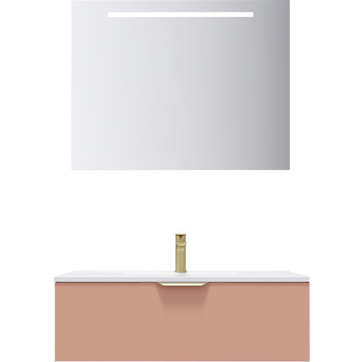 Ensemble vasque intégrée 1 tiroir + miroir - VENICE