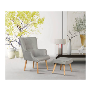 Fauteuil style scandinave en tissu "Odense" - 1 place - Gris clair