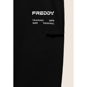 Pantaloni sportivi gamba dritta con tasca laterale e logo