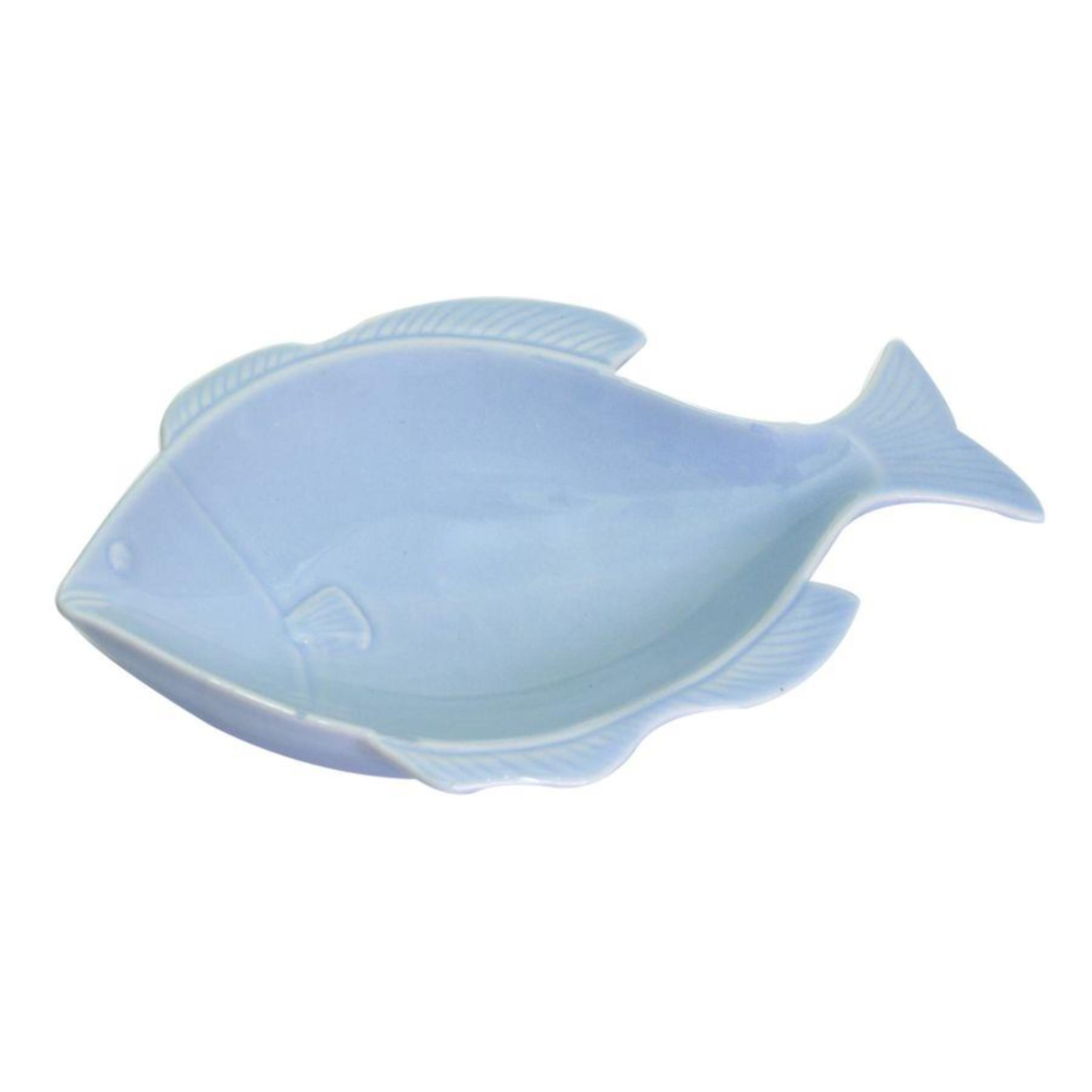 Svuotatasche mare a forma di pesce in ceramica azzurro cm24,6x16h4,2