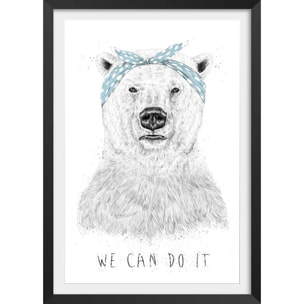 Affiche enfant, nous pouvons le faire Affiche + cadre en bois - Noir