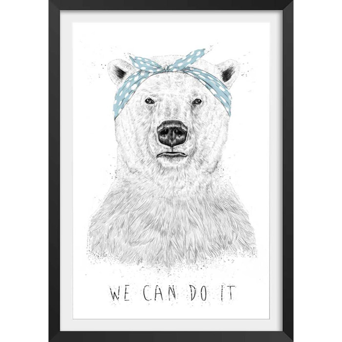 Affiche enfant, nous pouvons le faire Affiche + cadre en bois - Noir