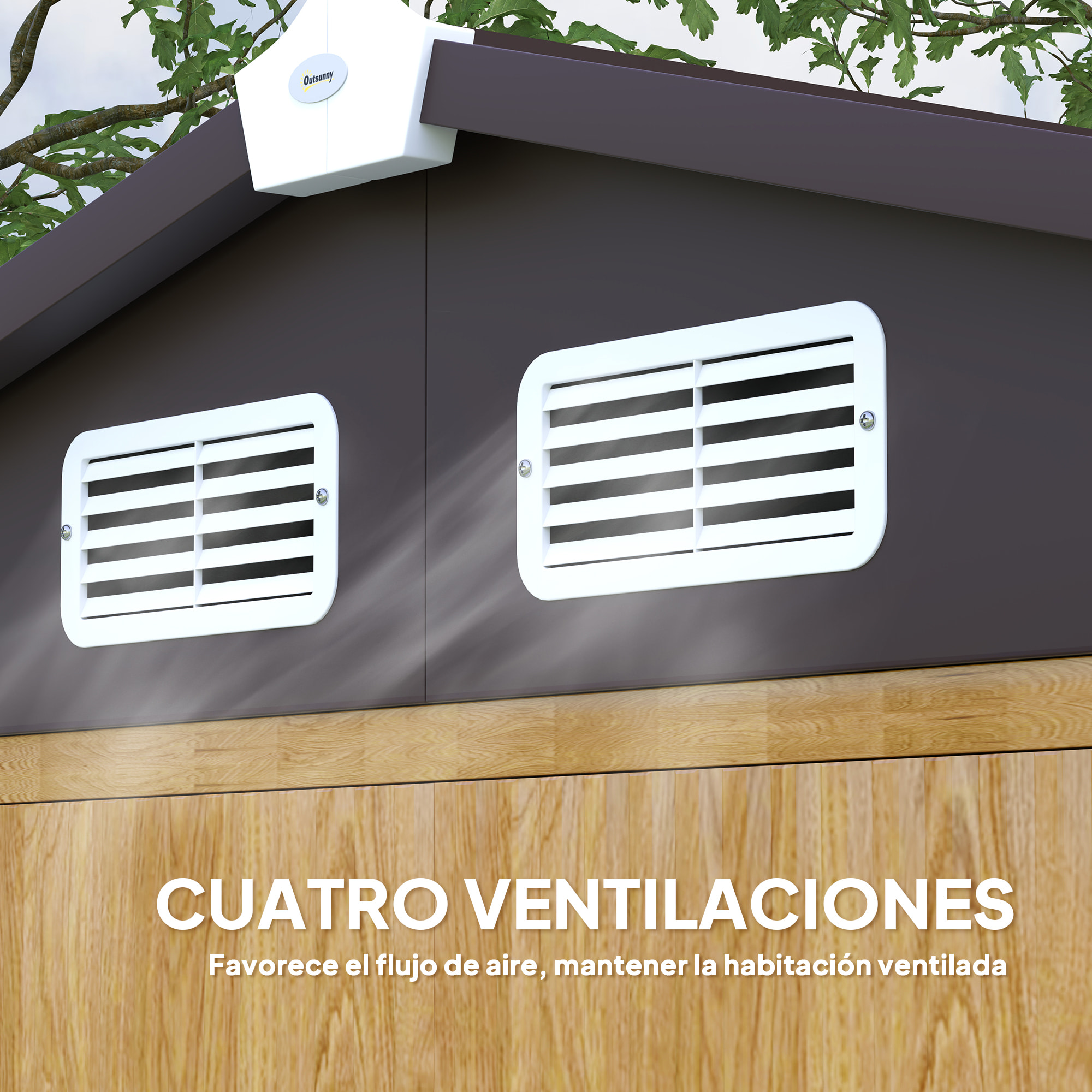 Caseta de Jardín Exterior 2,36m² 213x120x194 cm Cobertizo de Jardín Exterior con Base Refuerzo (Suelo NO Incluido) Puertas Correderas Dobles Candado Ventanas Roble