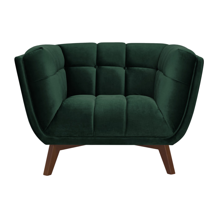 Fauteuil Mona en velours vert foncé