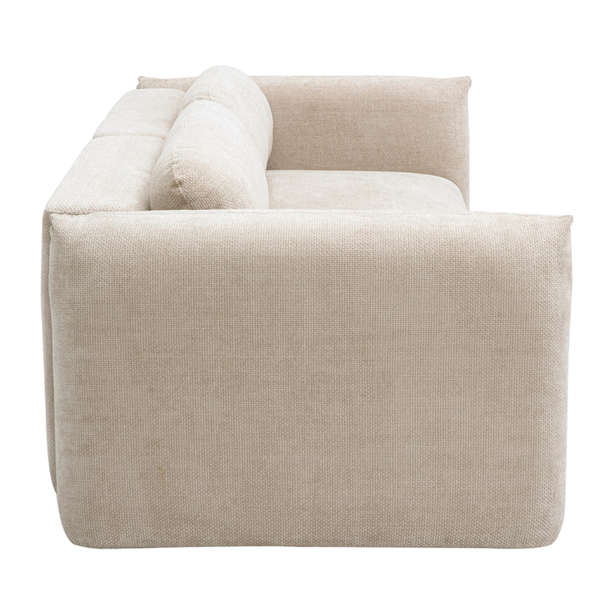 Canapé convertible 4 places avec coffre en tissu velours chenille beige SWELL
