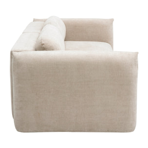 Canapé convertible 4 places avec coffre en tissu velours chenille beige SWELL