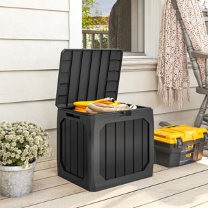 Arcón Exterior Capacidad 121L, Baúl Almacenaje Exterior de Plástico con 2 Asas y Tapa Bloqueable, Impermeable, Resistente a la Intemperie, para Jardín, Terraza, Patio, 56x45x53 cm, Negro