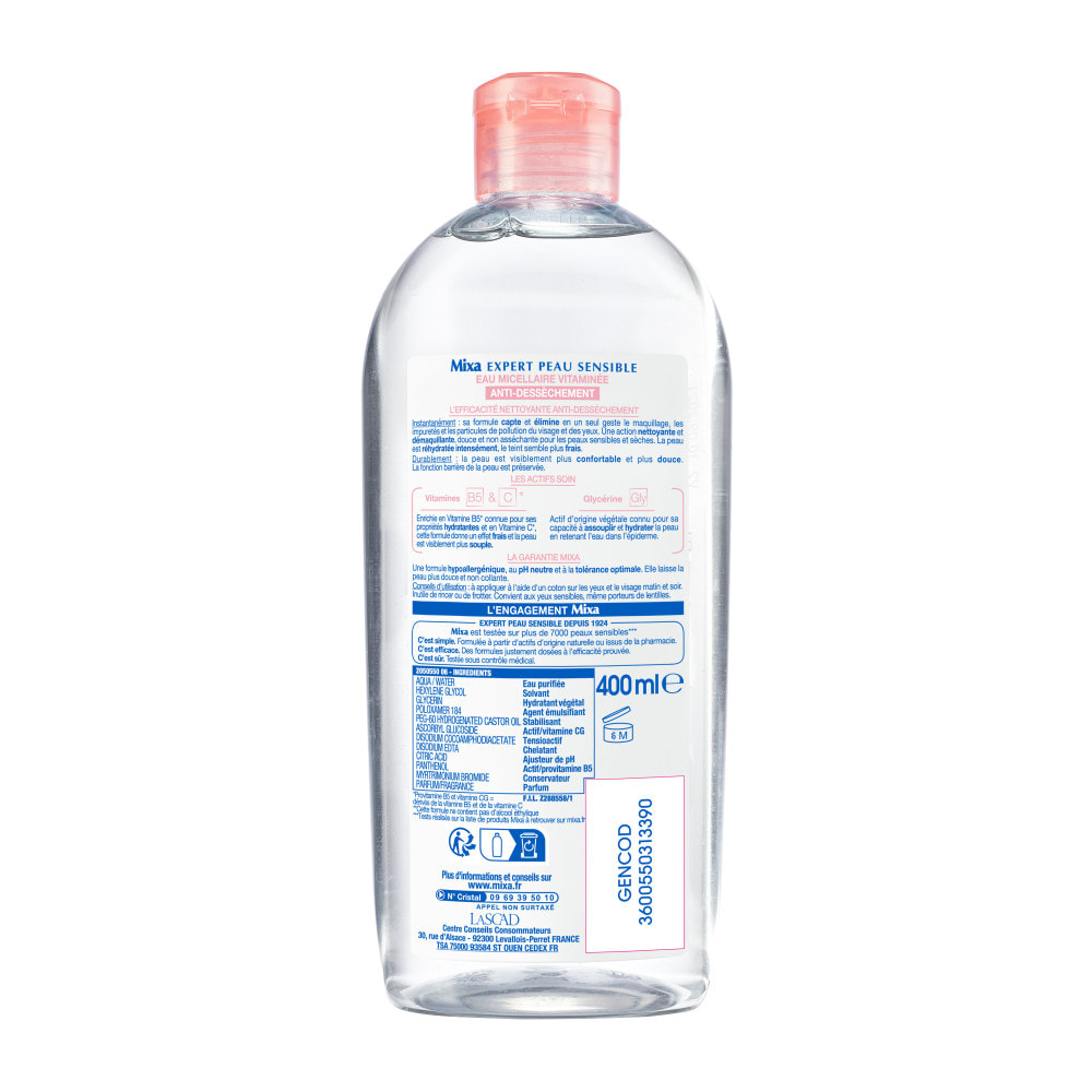 Lot de 6 - Mixa Eau Micellaire Physiologique Antidessechement 400ml