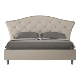 Letto con rete imbottito 160x200 similpelle tortora Langre