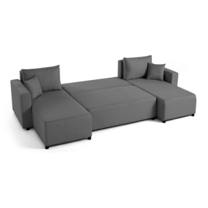 Regala - canapé panoramique - 7 places - convertible avec coffre - en tissu - Gris