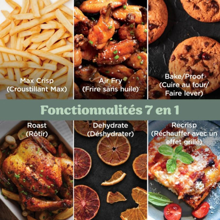 Friteuse sans huile NINJA CRISPi PRO 7-en1, 2 récipients en verre de 5.7 et 2.3L,  AS101EULG beige