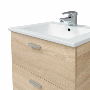 Mobile sottolavabo Doksuri, Mobiletto da bagno, Contenitore porta lavabo, Armadio per lavandino, 60x45 h50 cm, Rovere