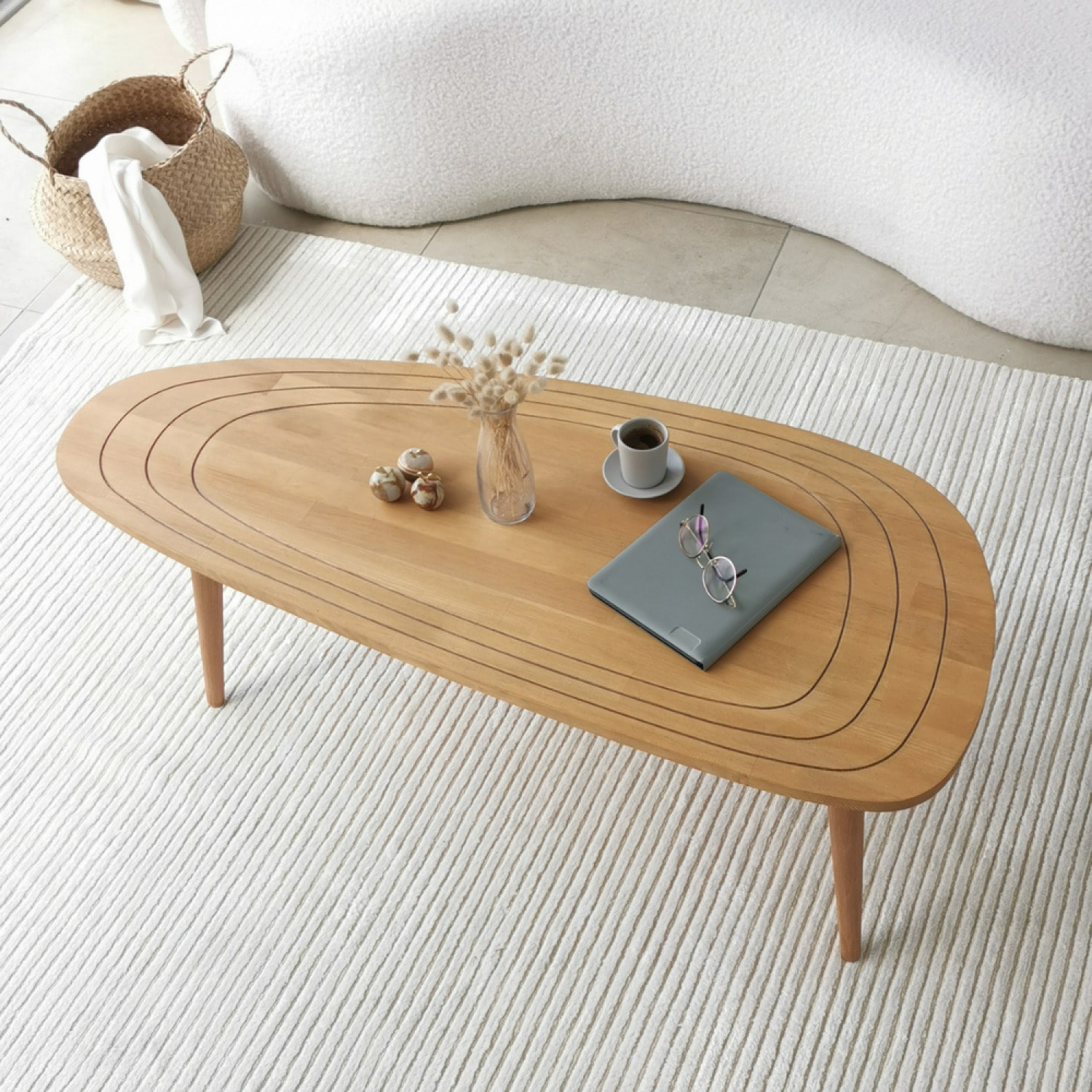 Table basse style teck bois clair NINA