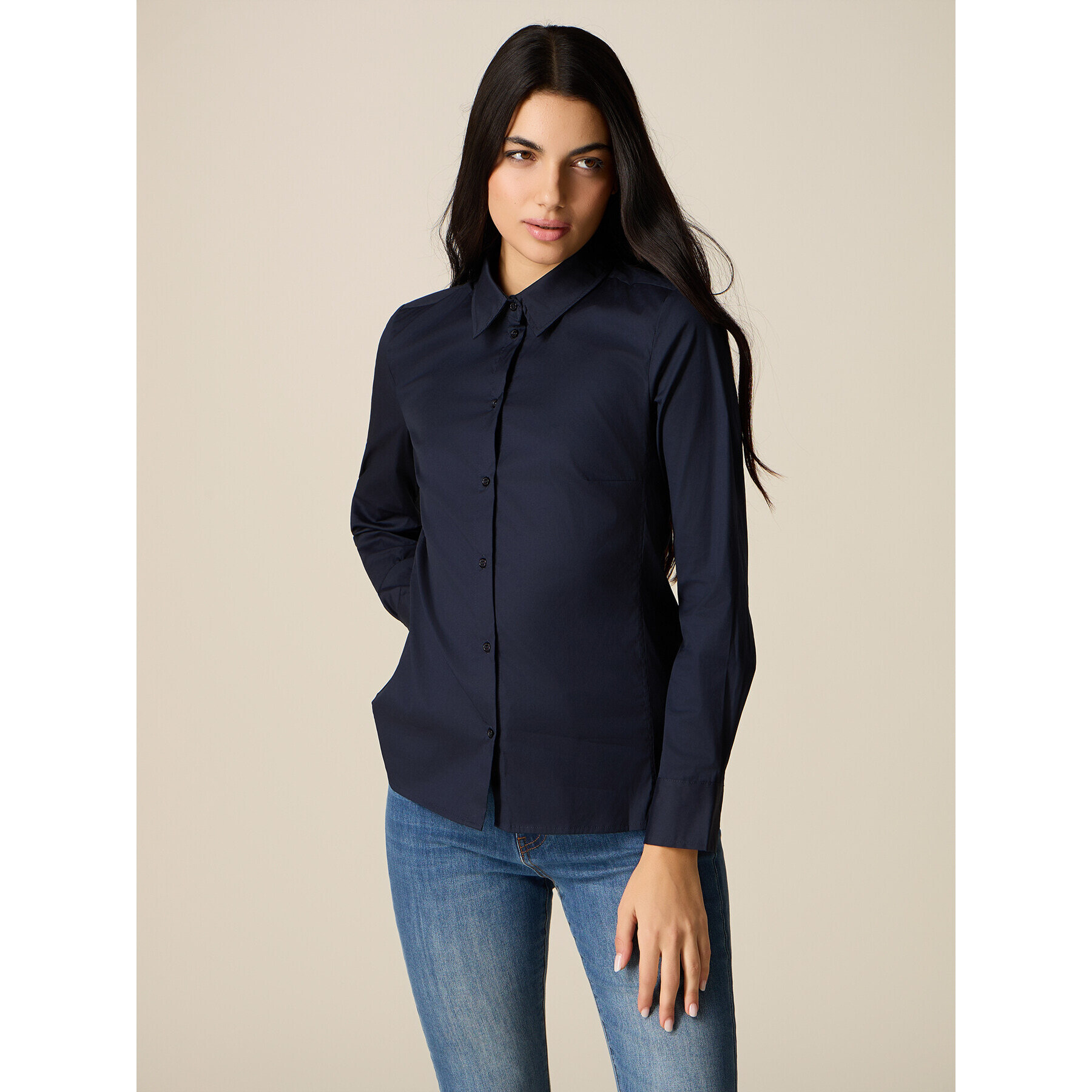 Oltre - Camicia basic in popeline - Blu