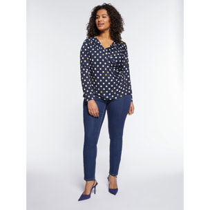 Fiorella Rubino - Camiseta de lunares con escote holgado - Azul