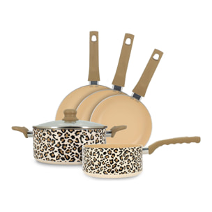 Batterie de cuisine en aluminium recyclé motif léopard LEOPARD
