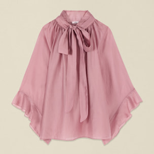 Oltre - Blusa de voile con lazo - Rosa