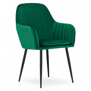 Sedia di design Lugo in velluto verde con gambe nere