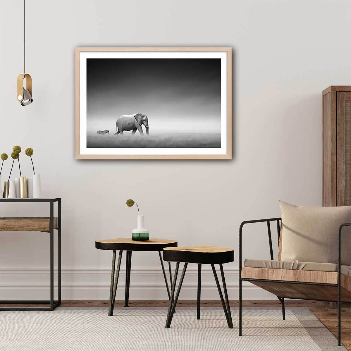 Affiche animaux artistic processing Affiche + cadre en bois - Chêne