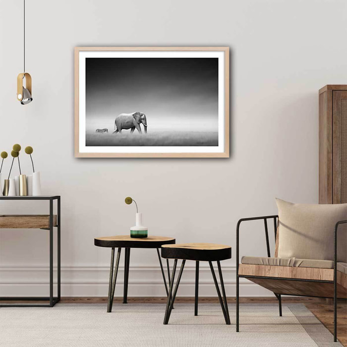 Affiche animaux artistic processing Affiche + cadre en bois - Chêne