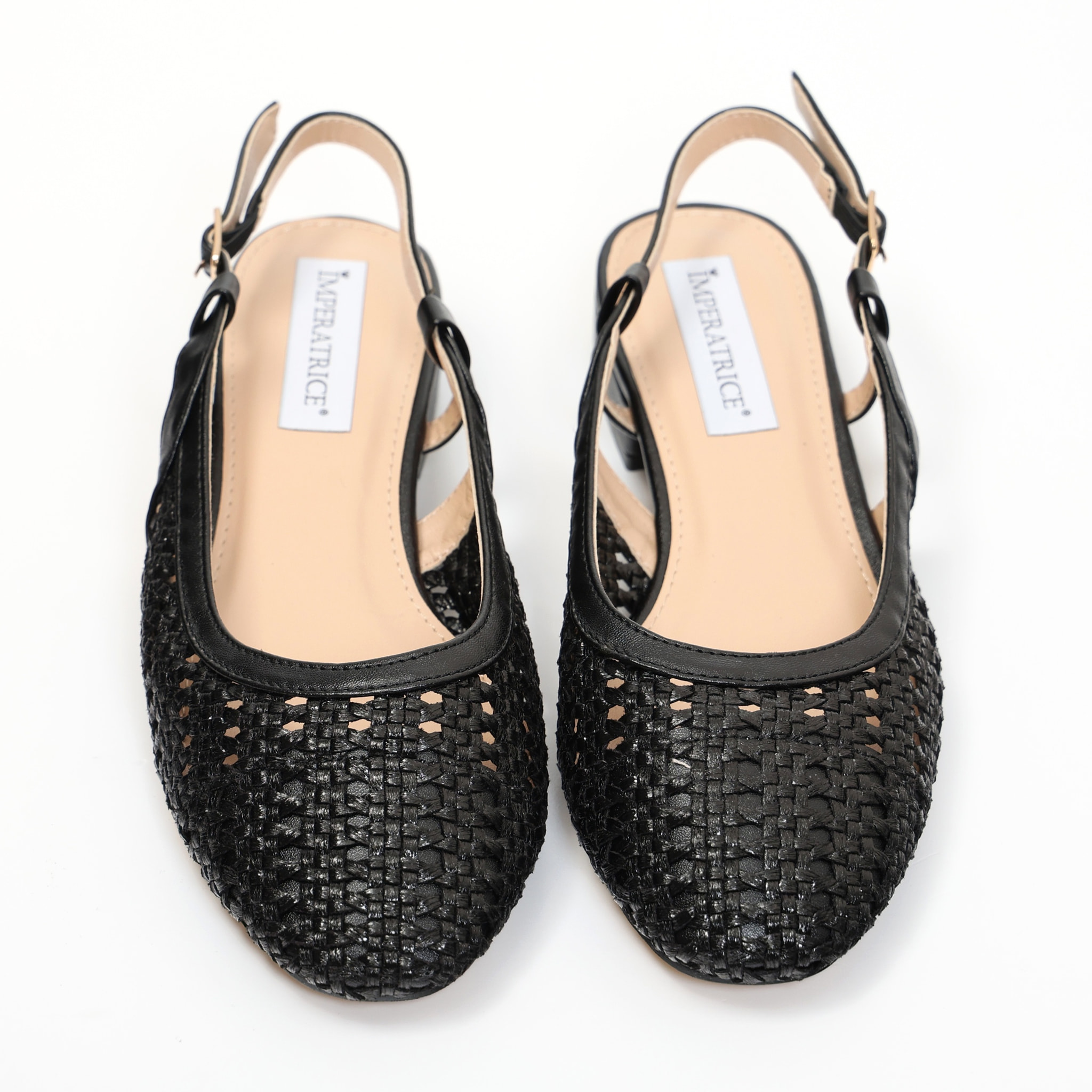Ballerine slingback in simil pelle con tomaia bucherellata