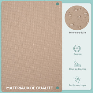 Lot de 14 housses de rechange coussins salon de jardin - 6 housses coussin d'assise, 8 housses coussin dossier - housses zippées polyester déperlant marron